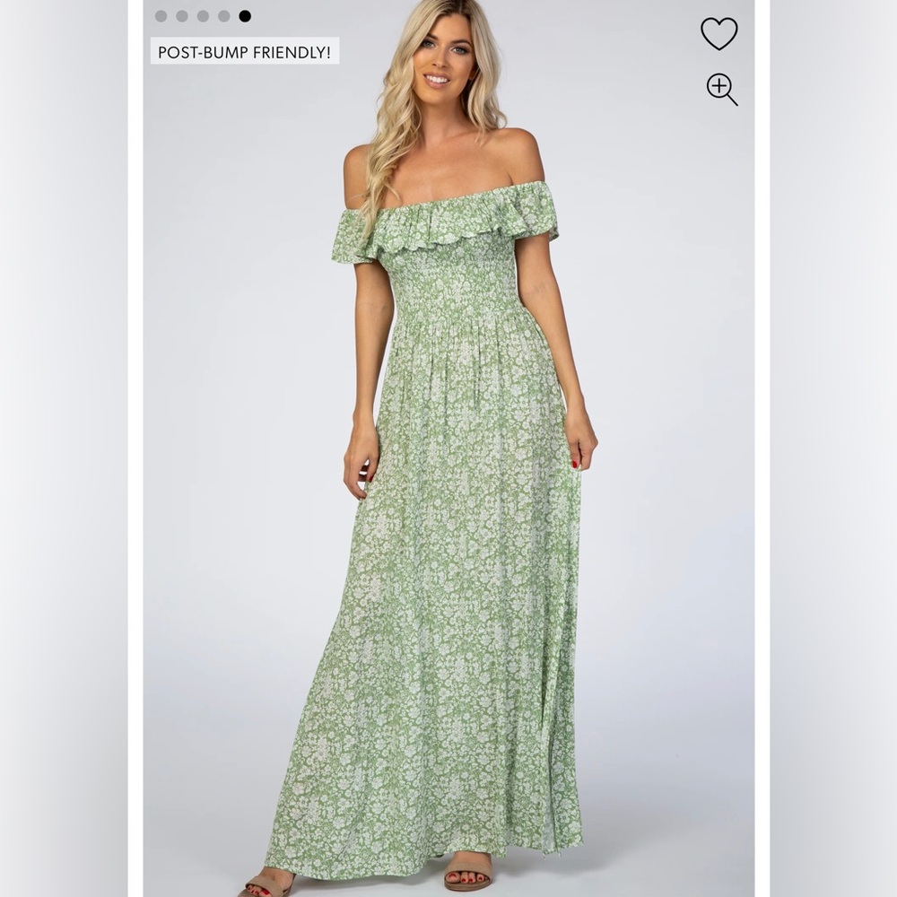 Pink blush green floral maxi